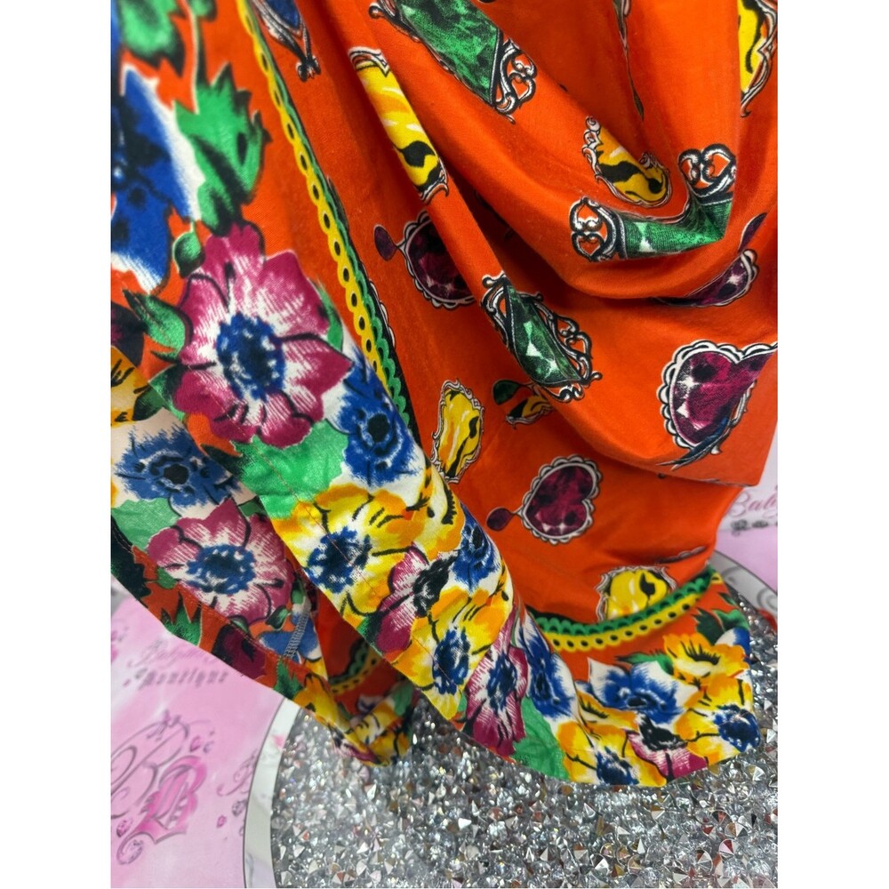 GALABYA Egypt dress jewels Vibrant Orange Floral Maxi Dress - Picture 7 of 9